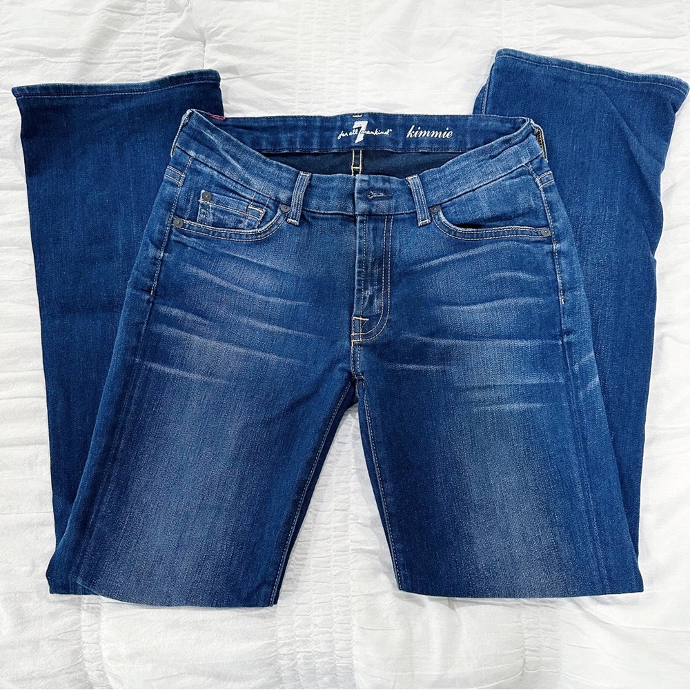 7 For All Mankind Kimmie Jeans Dark Blue Wash High Rise Boot Flare Size 28